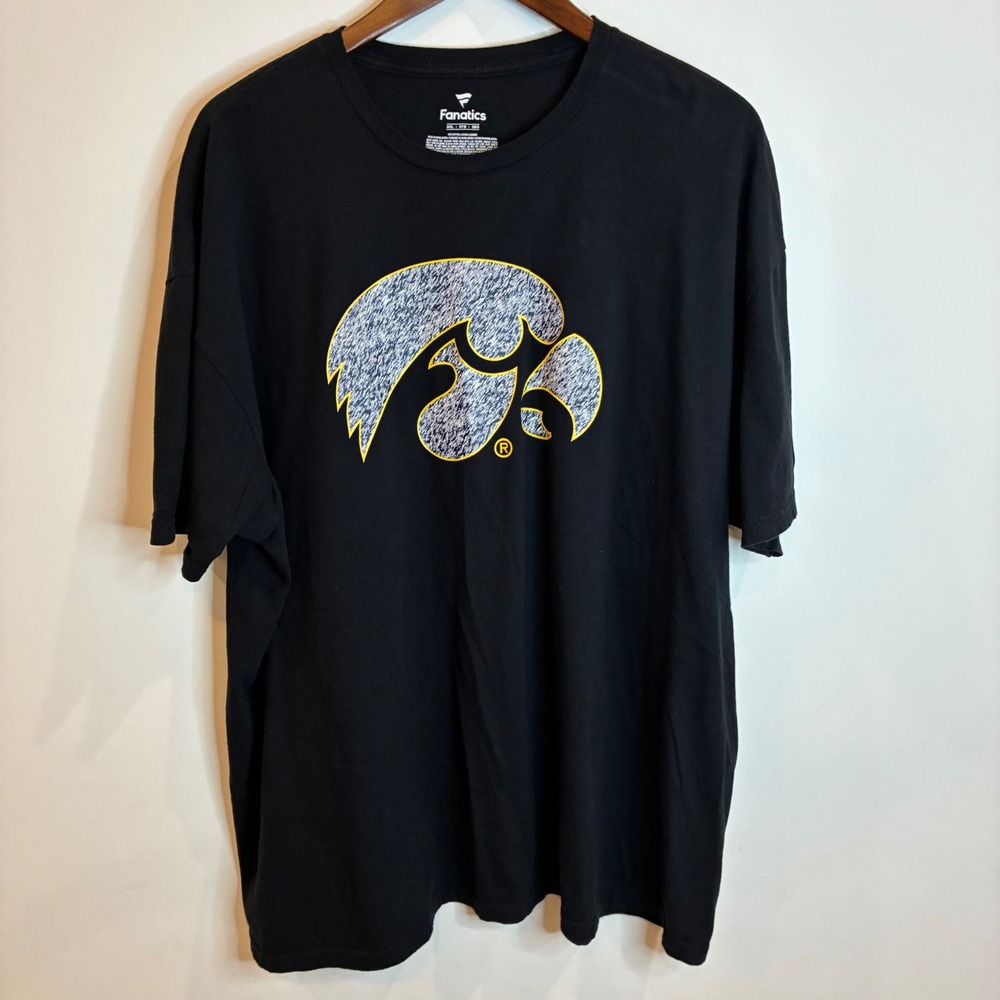 Fanatics Iowa Hawkeyes T Shirt Mens 3XL Black Cotton Tigerhawk Logo NCAA Gear